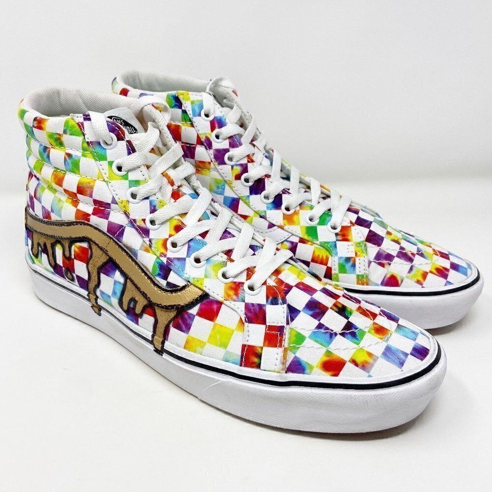 VANS | Customized Unique Tie Dye Checkerboard SK8-HI High Tops 12 Mens - Picture 3 of 15